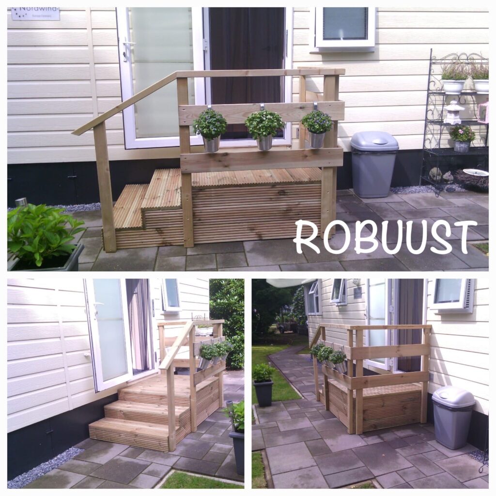Bordes trap "Robuust" 3-treeds 100x100cm max. 60cm hoogte
