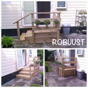 Bordes trap "Robuust" 3-treeds met 1x1 meter bordes